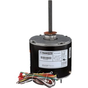 Electric motor with attached wiring and label.