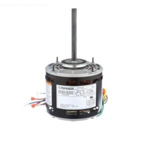 Electric motor with attached wires and mounting base.