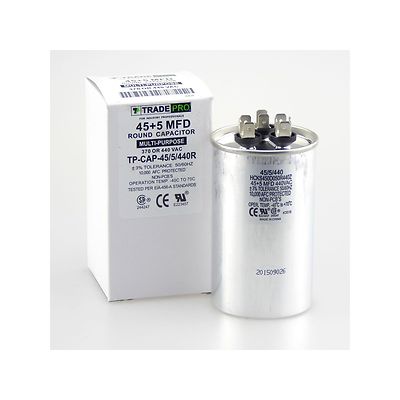 TRADEPRO TP-CAP-45/5/440R-A - Run Capacitor, 45+5 MFD, 440 VAC, Round