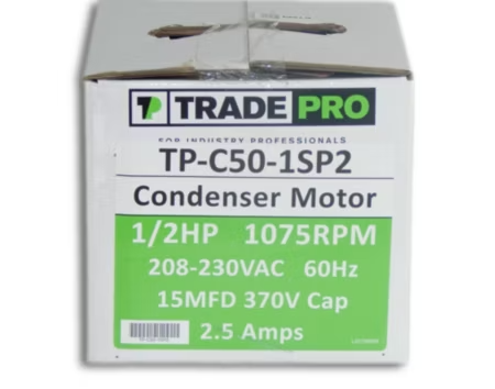 TRADEPRO® - TP-C50-1SP2 - 1/2 HP, Single Speed, 1075 RPM, 208-230V, PSC Condenser Fan Motor (TEAO) - Image 3