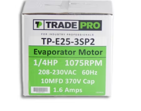 TRADEPRO® - TP-E25-3SP2 - 1/4 HP, 3 Speed, 1075 RPM, 208-230V, PSC Evaporator Motor (OAO) - Image 5