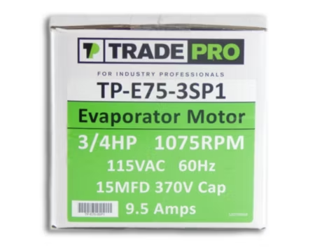 TRADEPRO® - TP-E75-3SP1 - 3/4 HP, 1075 RPM, 3 Speed, 115V, PSC Evaporator Motor (OAO) - Image 3