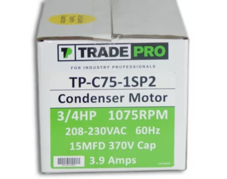 TRADEPRO® - TP-C75-1SP2 - 3/4 HP, Single Speed, 1075 RPM, 208-230V, PSC Condenser Fan Motor (TEAO) - Image 3
