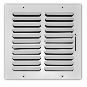 401M-10X10 - Fixed Curved Blade Wall/Ceiling Register 401M With Multi Shutter Damper, 1-Way, White, 10" X 10"