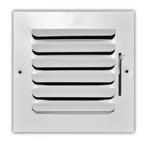 401M06X06 - Fixed Curved Blade Wall/Ceiling Register 401M With Multi Shutter Damper, 1-Way, White, 06" X 06"