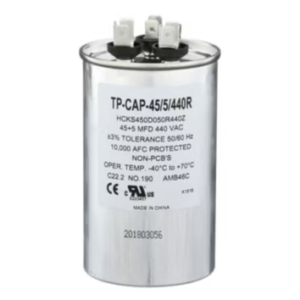 TP-CAP-45/5/440R - Run Capacitor, 45/5/440 VAC, Round, Dual Rated