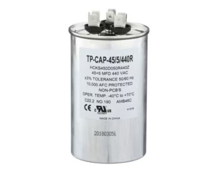 TP-CAP-45/5/440R - Run Capacitor, 45/5/440 VAC, Round, Dual Rated