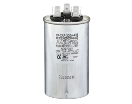 TP-CAP-30/5/440R - Run Capacitor, 30/5/440 VAC, Round, Dual Rated