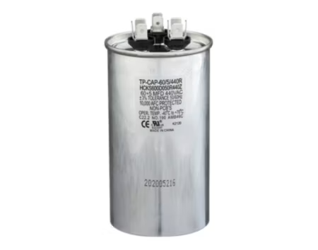 TP-CAP-60/5/440R - Run Capacitor, 60/5/440 VAC, Round, Dual Rated