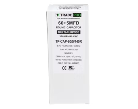 TP-CAP-60/5/440R - Run Capacitor, 60/5/440 VAC, Round, Dual Rated - Image 2