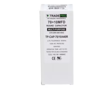 TP-CAP-70/10/440R - Capacitor, 70/10/440 VAC, Round, Dual Rated - Image 2