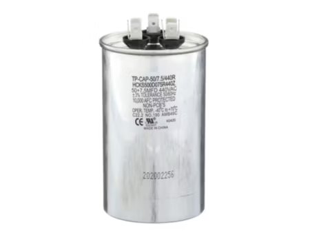TP-CAP-50/7.5/440R - Run Capacitor, 50/7.5/440 VAC, Round, Dual Rated