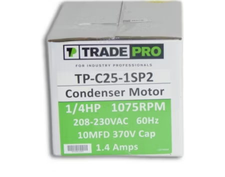 TRADEPRO® - TP-C25-1SP2 - 1/4 HP, Single Speed, 1075 RPM, 208-230V, PSC Condenser Fan Motor (TEAO) - Image 2