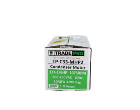 TRADEPRO® - TP-C33-MHP2 - 1/3 - 1/6 Multi-Horsepower, Hi-Amp 1075 RPM 230v, 60Hz Condenser Fan Motor - Image 6