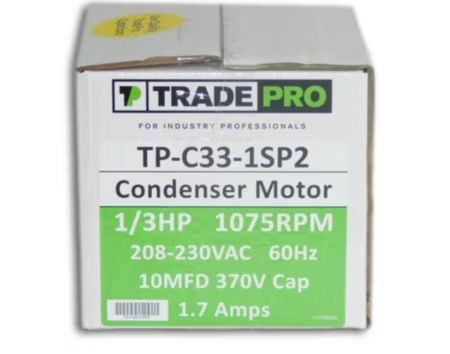TRADEPRO® - TP-C33-1SP2 - 1/3 HP, Single Speed, 1075 RPM, 208-230V, PSC Condenser Fan Motor (TEAO) - Image 5