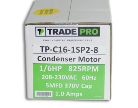 TRADEPRO® - TP-C16-1SP2-8 - 1/6 HP, Single Speed, 825 RPM, 208-230V, PSC Condenser Fan Motor (TEAO) - Image 5