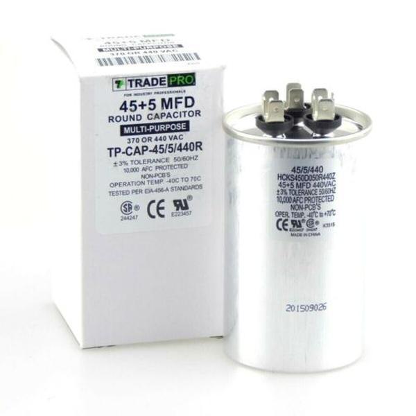TRADEPRO TP-CAP-45/5/440R - Run Capacitor, 45/5/440 VAC, Round, Dual Rated
