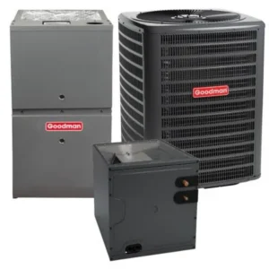 1.5 Ton 14.5 SEER2 40k BTU 80% AFUE 2 Stage Goodman Central Air Conditioner & Gas Furnace Split System - Upflow - R32