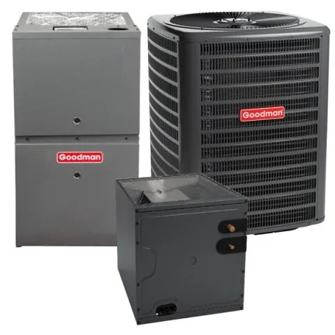 1.5 Ton 14.5 SEER2 40k BTU 80% AFUE 2 Stage Goodman Central Air Conditioner & Gas Furnace Split System - Upflow - R32