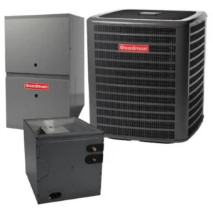 1.5 Ton 14.5 SEER2 60k BTU 80% AFUE 2 Stage Goodman Central Air Conditioner & Gas Furnace Split System - Vertical - R32